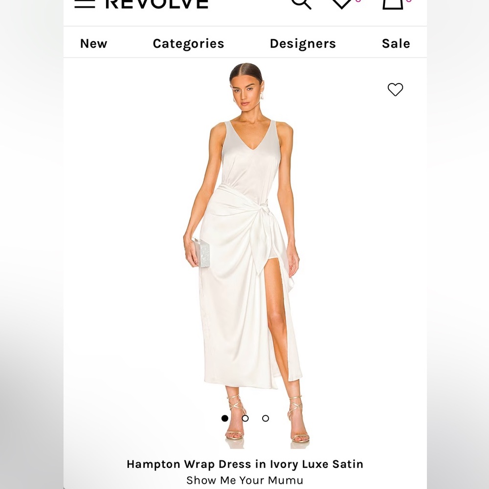 Show me your mumu Hampton Wrap Dress in Ivory Luxe Satin
